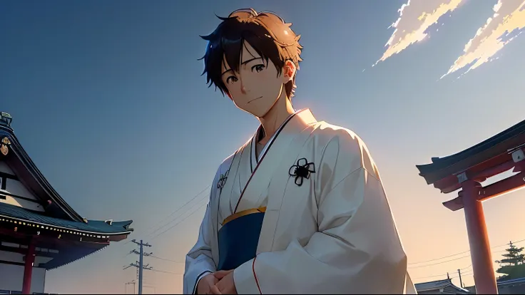 a close up of a person standing in front of a sky, your name movie style, your name, in the anime film, anime film still, makoto shinkai style, screenshot from the anime film, anime movie scene, still from anime, makoto shinkai. —h 2160, anime movie screen...