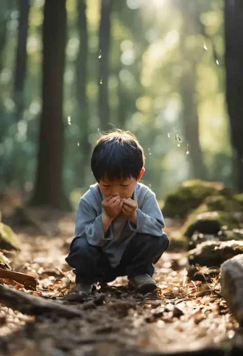   Boy Sitting on the Forest Ground with His Hands on His Face,  shutterstock , Pexels contest winner,  Touching a Tree in the Forest ,  Still Photos from Award-Winning Movies , Still , 森に座っている, Im covering my face with my hands,  there are people shedding ...