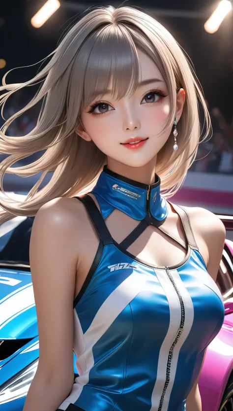 reset, cute details,  one girl who is at ease, alone, \ character " race queen", whole body\, 
(slim figure,  height 172 cm , we...