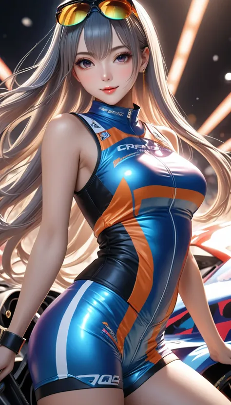 reset, cute details,  one girl who is at ease, alone, \ character " race queen", whole body\, 
(slim figure,  height 172 cm , we...