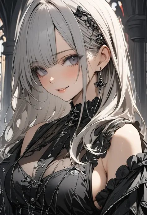 (masterpiece, best quality :1.2,UHD,High Resolution,Detailed depiction)、 one girl who is at ease、 for glossy skin、Gothic Clothing