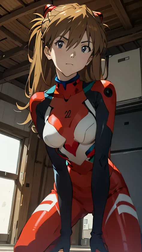Asuka Langley, bodysuit with mouth, headgear , PLUG SUIT, red bodysuit with mouth, small breasts, natural light, masterpiece, Very detailedな, absurd, best quality, Very detailed, detailed face ,Particles of light, illumination, ( Very detailed:1.2),( ...