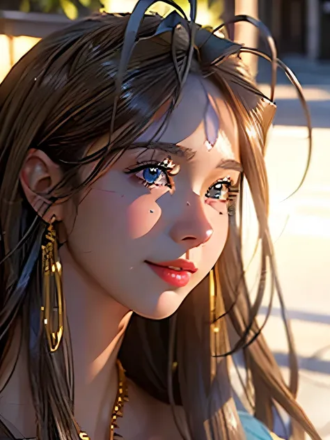 (masterpiece, best quality:1.4), (close up), 1girl, solo, (european youth:1), belldandy, belldandy_blue_dress, goddess face symb...