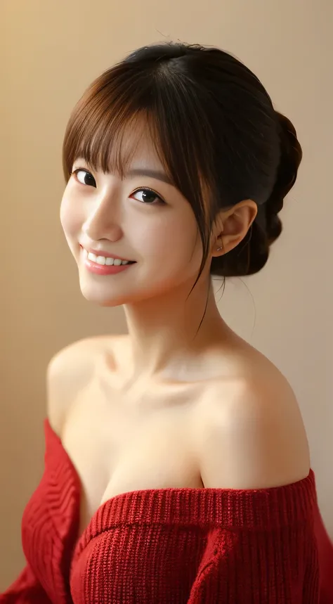 masterpiece,best quality,(Japanese girl),((Beautiful girl)),cleavage,(off shoulder:1.2),(perfect body beauty:1.2),(shy smile),From slightly above