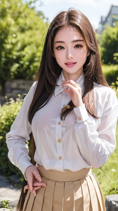 3(8k,  RAW photos ,  best quality, masterpiece: 1.2)、 High image quality、 Sexy Fashion Girls、 Full Body Photos 、((Medium sized breasts:1.4))、((  straight hair:1.6))、cute smile and blush 、 Friendly Scenery  、  bright light、Unusual Light、  Very detailed、  na...