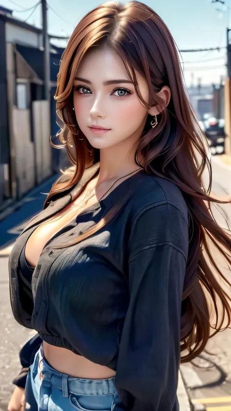 (Representative Works:1.3)、(8k、Realistic、 RAW photo、 Max Image:1.4)、(30 year old mature woman)、 small face、 Facial beauty、(Realistic Face)、 no makeup in the coal mine、  natural makeup、light makeup、 (  lots of dark brown hair)、 beautiful hairstyle、Realistic...