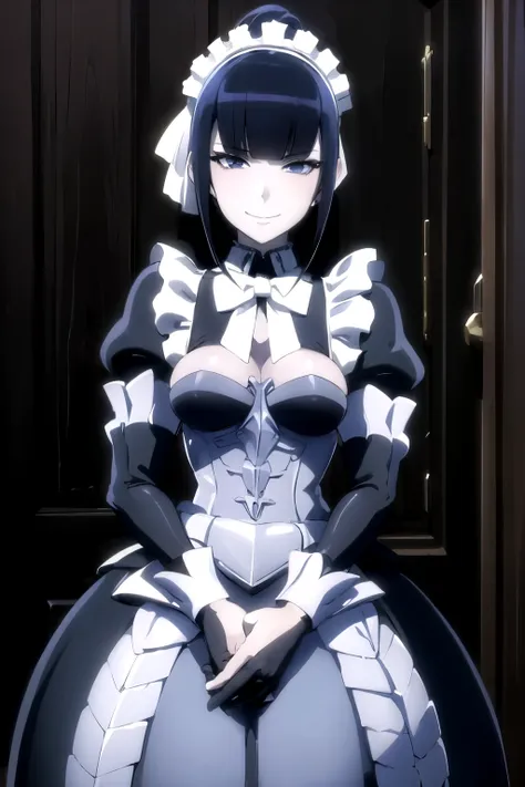 (((perfect picture))), (absurdres), 1 , alone, gama narberal,  maid ,  wearing short black dress , garter belt,  maid  headdress...