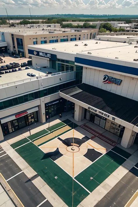 drone view of a deign mall