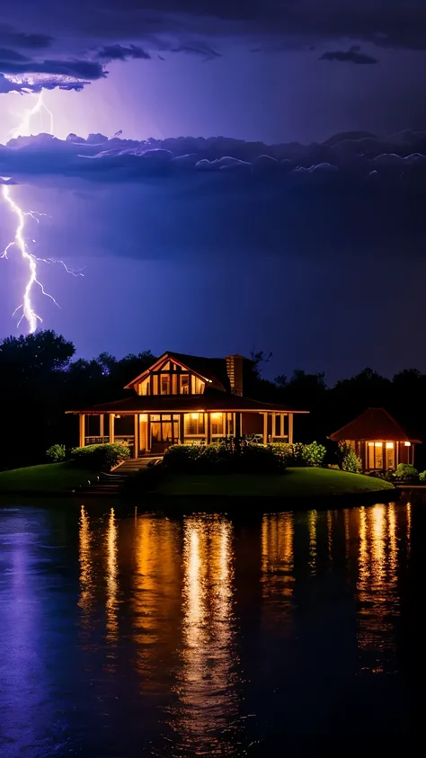 a beautiful utopia with a huge thunderstorm