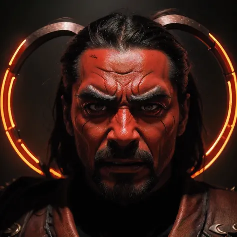 The demon king looks hideous and scary：A pair of eyes like a mirror，The two eyebrows are bright as red neon；The mouth is like a basin of blood，Toothed copper plate；The roar shook the mountains and feared，The action is majestic and the evil is panicked