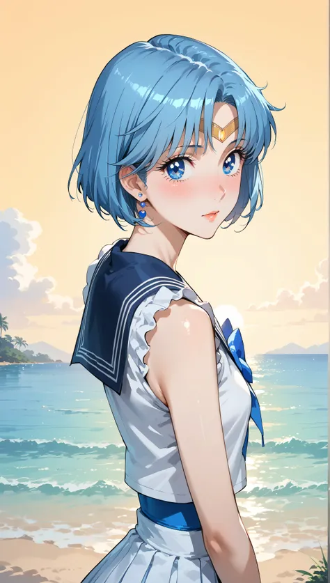 (highest quality:1.2, Very detailed, Latest, Vibrant, Super Detail, Ultra-high resolution, High Contrast, masterpiece:1.2, highest quality, Best aesthetics, there is:0.9), alone, (1 female), sailor mercury, blue hair, (blue eyes:1.3), minimal, 1girl, solo,...