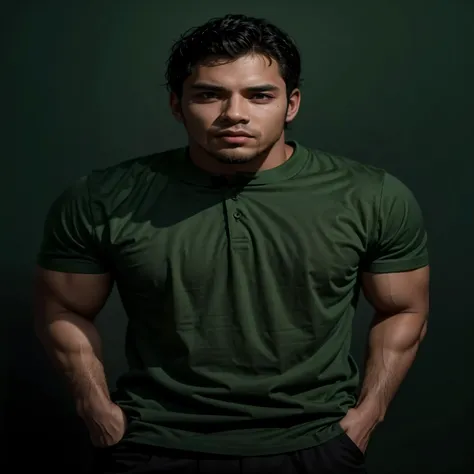 a man in a green shirt standing with his hands in his pockets, in a dark green polo shirt, man is with black skin, handsome male, photoshoot portrait, portrait photo of a backdrop, photo of a man, high quality portrait photoshoot, high quality portrait, a ...