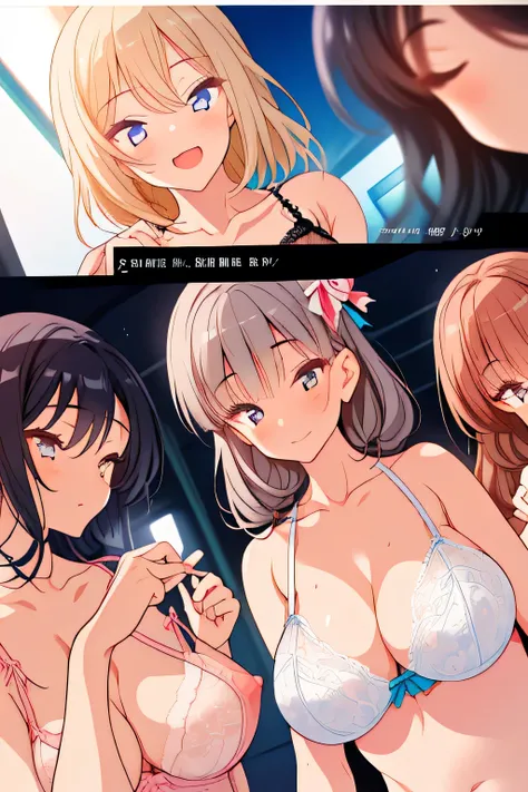  (nsfw, high quality), (multiple girls) , 3 girls ,group photo,  in public train,  ( lingerie:1.2), low angle, wide angle, bright, white, soft light,scorn smile, face close up:1.4, , photobook, yearbook:1.2