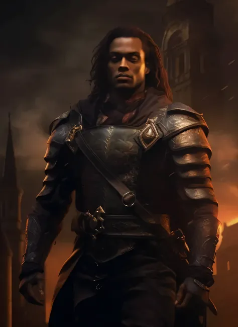 Black man in armor, good posture