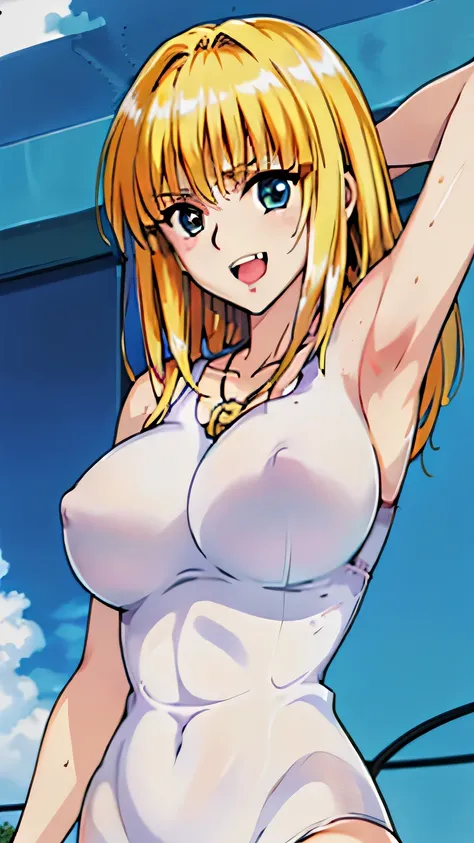 ( anime cell style , masterpiece,  best quality,  high definition ,  anime color , Goddess Magazine:1.2, Anime poster style,  anime key visual, sharp, 8k, Photographically), (  beautiful eyes :1.5), Reiko_Akimoto , 1 Female, Mature Woman, Blonde,  long hai...