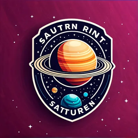 A badge design with saturn planet, saturn ring, graphic design, emblem