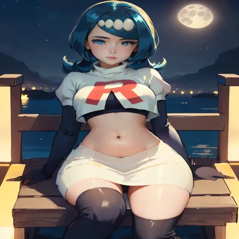 anime girl sitting on a bench with a full moon in the background, misty from pokemon, rin, ilya kuvshinov. 4 k, retro anime girl, artgerm and ilya kuvshinov, ilya kuvshinov landscape, :: rossdraws, lois van baarle and rossdraws, extremely detailed artgerm,...