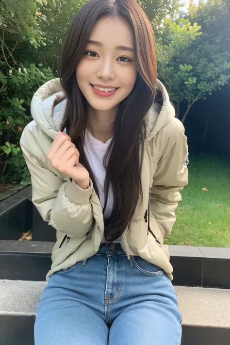 seed:787819563,((full body:1.2)).(( best quality, 8k, masterpiece:1.3)),(25 year old Japanese woman.concentrated:1.2),  Perfect Body Beauty :1.4, Hips:1.2, ((Delicate Hair)), (Colorful、reversible hooded padded jacket M0023、Sleeping in a 、pants:1.2) , (( be...