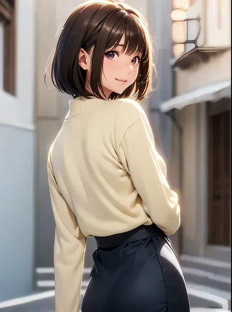 high resolution on down ,in 8K, best quality, Details,Semi-realistic anime, D Anime Style , Smooth Animated CG , one girl playing pranks, 19-year-old Japanese woman,slim,modeling,((Sparkling Eyes)),((Very short hair)),(( short bob)),(Maroon Glowing Hair ...