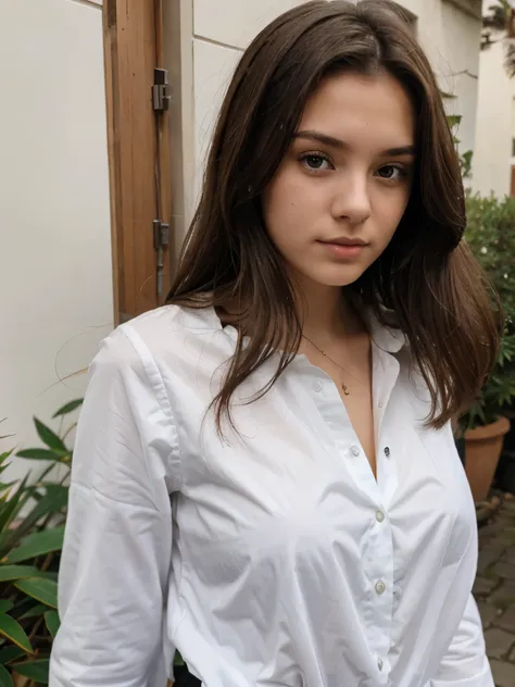 a beautiful 18 yearold brunette, first person white blouse