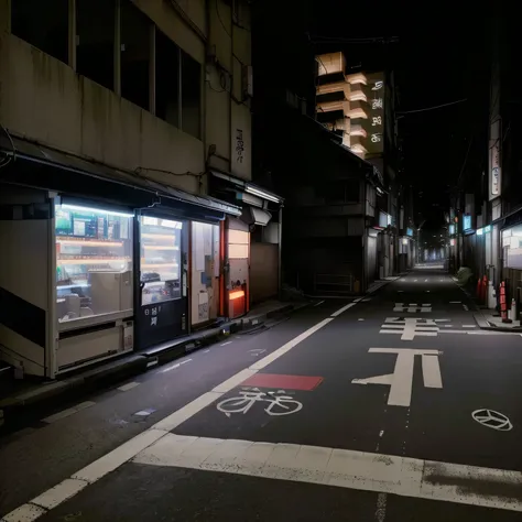  there is a bending machine on the side of the road。,  Cyberpunk Street in Japan  , On a quiet night in a back alley in Tokyo ,  Japan at Nightの町 , On the streets of Tokyo, tokyo street,  Tokyo Anime Scene ,  Tokyo Futuristic and Clean, Tokyo Night, Japane...