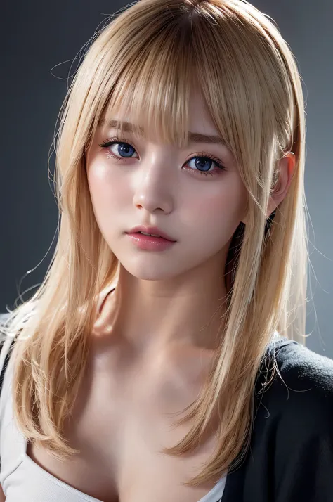 20-year-old woman、Blonde、( high cut fade:1.3)、Female warrior、Dark Theme、 muted color 調、 muted color 、 High Contrast、( natural skin texture、 hyperrealism 、Soft light、sharp)