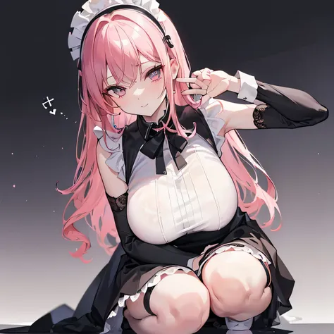 (masterpiece), (          best quality), (        super detailed), Glamorous woman   、           One Mature Woman           、(((Big Breasts、Maid、Black maid outfit、 Sleeveless Maid Outfit、    Tight length Skirt    、           white apron dress  、          s...