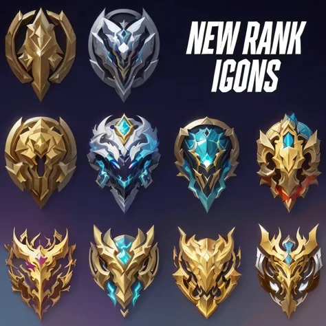 a group of different league emblems with a dark background, style of league of legends, style league of legends, league of legends champion, riot games, iconic character splash art, from league of legends, mobile legends, icons, no medals, wild rift, airin...