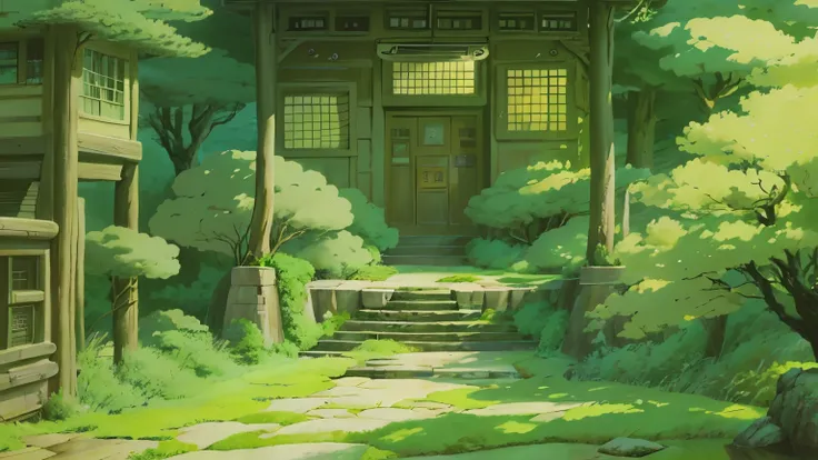 animesque、Background art、Beautiful Landscapes、Natural objects、Studio Ghibli style、You can feel the feel of the brush、landscape
