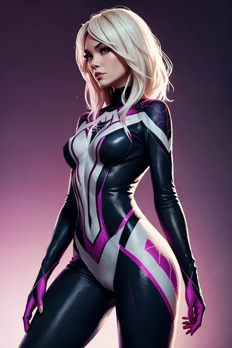 sexy woman, spidergwen, small tits, fit body, fullbody image, side view, masterpiece