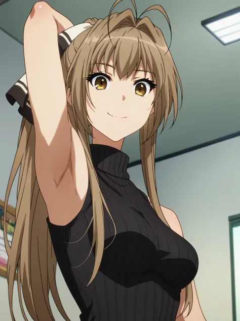 score_9, score_8_up, score_7_up, source_anime, anime screencap, 1girl, solo, long hair, ponytail, brown hair, antenna hair, hair...