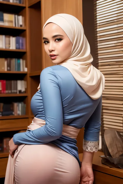 RAW, Best quality, high resolution, work: 1.3), Beautiful mature Malay woman in hijab , Stunning malay girl,Highly detailed CG Unity 8k wallpaper, top quality, super detailed, masterpiece, realistic, photorealistic, highly detailed cute girl, 40 years old,...