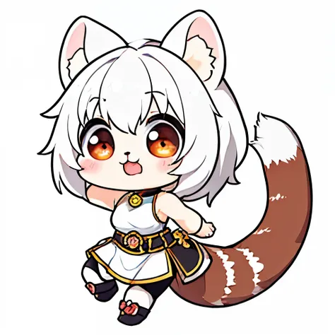 best quality,masterpiece,Chibi character,(cute:1.5), fantasy ,ferret,biceps,White background