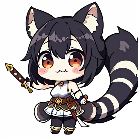  best quality,masterpiece,Chibi character,(cute:1.5), fantasy ,Raccoon,biceps,White background