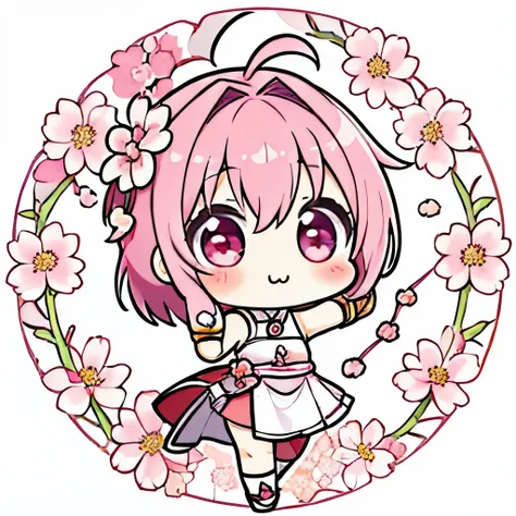  best quality,masterpiece,Chibi character,(cute:1.5), fantasy ,Sakura,biceps,White background