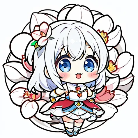 best quality,masterpiece,Chibi character,(cute:1.5), fantasy ,Magnolia,biceps,White background
