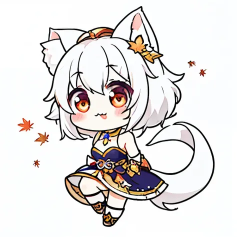 best quality,masterpiece,Chibi character,(cute:1.5), fantasy ,Maple,biceps,White background