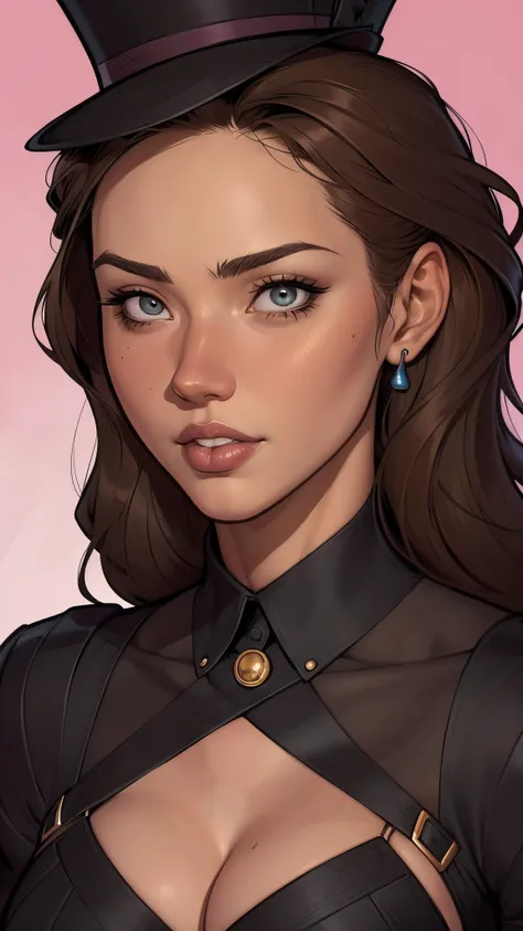 a close up of a woman wearing a top hat and a black dress, extremely detailed Artgerm , artgerm style, style Ivan Talavera and artgerm , artgerm style, Krenz Cushart and Artgerm, artgerm style, comic strip artgerm , Detailed Artgerm, Welcome Artgerm