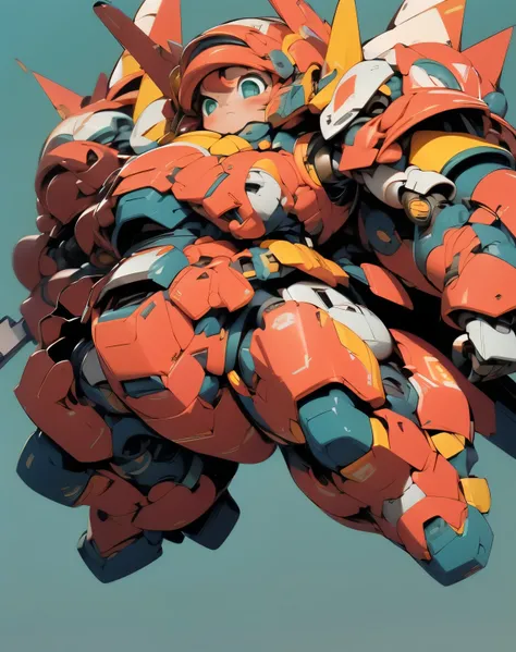 (((1 chibi girl in large robot costume, equip helmet))), ssmile, (holding weapons), (chibi), (bulky:1.8), (((helmet))), large cute face, (((looking down:1.5))), mechanical parts, ((mechanical wings)), (full armor:1.8), (mecha armor:1.8), (shoulder guards:1...