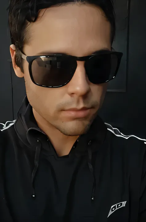 Sunglasses and black sportswear , ((looking at front)), Selfie 