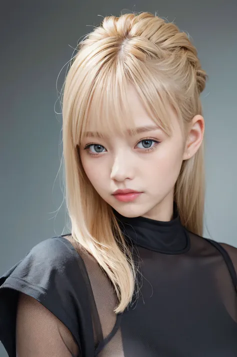 20-year-old woman、Blonde、( high cut fade:1.3)、Female warrior、Dark Theme、 muted color 調、 muted color 、 High Contrast、( natural skin texture、 hyperrealism 、Soft light、sharp)