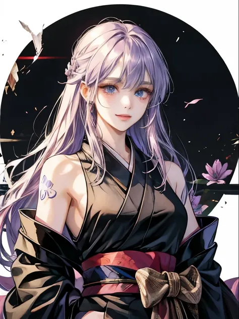 1 girl has 、a beauty girl、 Black Kimono、[Strange Eyes、 I have a scar on my right cheek 、Girl with sword、A detailed face、High image quality、 simple background、 White background 、simple kimono、 Standing straight 、From the waist up、 similarly 、 grim Reaper、Pi...