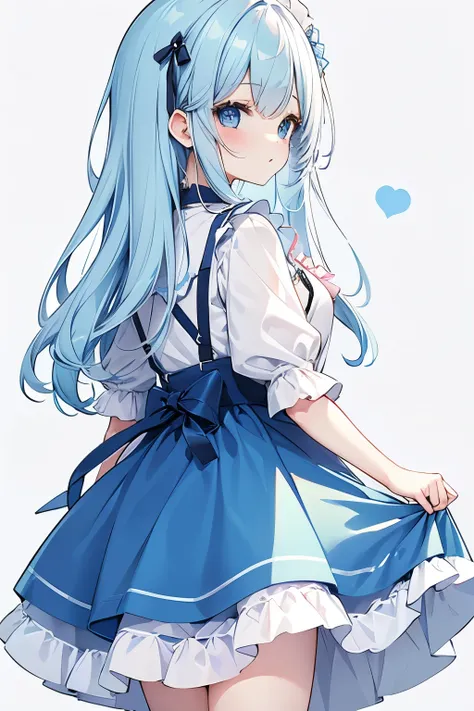 Maid clothes,girl,cute,pastel Blue,Blue Hair,cool,Vanilla iScream,blueberry,cream、profile、Separate skirt