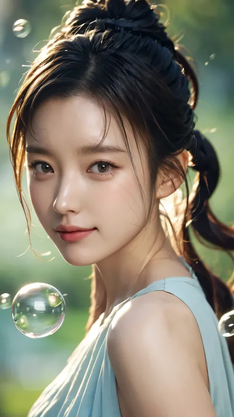 (masterpiece), (best quality), (ultra detailed),(disheed hair),(illustration), (1girl), (Fashionable clothing), standing, Fashion model, looking at viewer, (interview), (simple background), Beautiful detailed eyes, delicate beauty, floating, (high saturati...