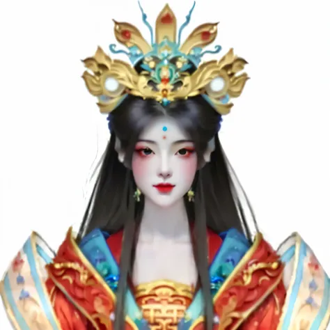 a close up of a woman in a red and blue dress, onmyoji portrait, onmyoji detailed art, onmyoji, heise jinyao, a beautiful fantas...