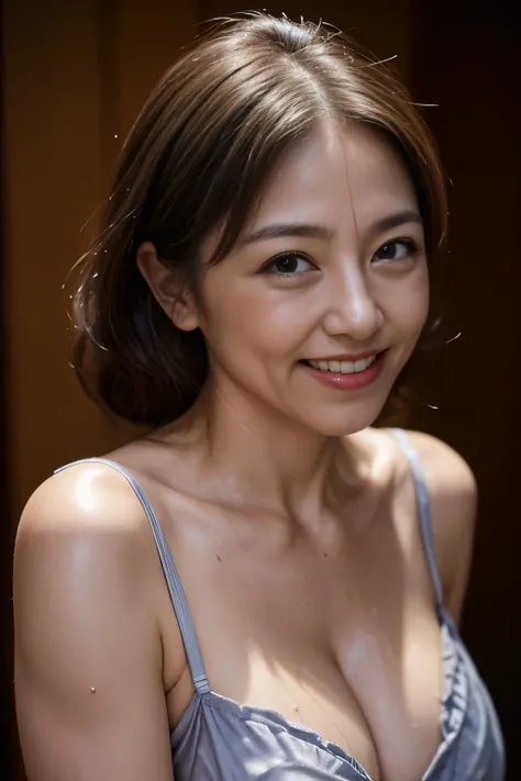 ((A unique masterpiece、  best quality 、woman, 65 years old、(Wrinkled face:1.3)、(Wrinkled body:1.3)、Grin、 Japanese mature、(( sloppy body :1.1))、 erotic lingerie 、smile,