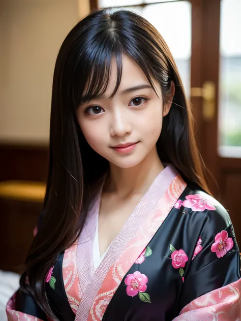 (Best-quality, Masterpiece, Ultra-High-Resolution, (Photorealistic:1.4), Raw Photo, depth of field, professional lighting, perfect anatomy, extremely details), (1girl, ((14-years-old)), (the most famous Japanese-idol), in luxury hotel room, (looking at vie...