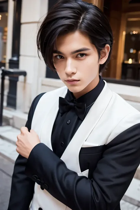 tuxedo，young man，cool，short hair