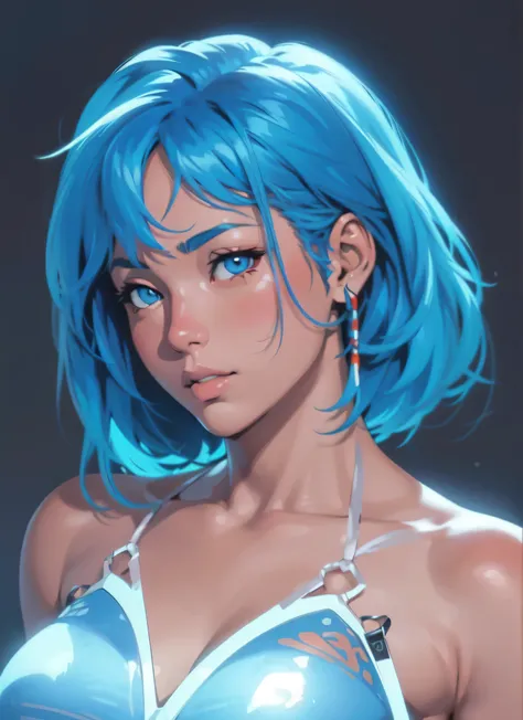 score_9, score_8_up, score_7_up light colors, watercolors, warm rays of light, ( lineart:1.4), thick outlines, (thick outlines:1.4), clean line art, sketch, manga, graphic novel, warm red sunlight, beautiful asian girl, blue eyes, blue hair, cyberpunk, whi...