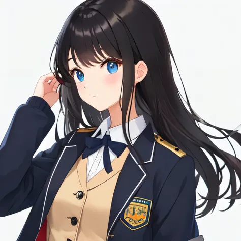 uniform girl cute long girl school jacket black hair